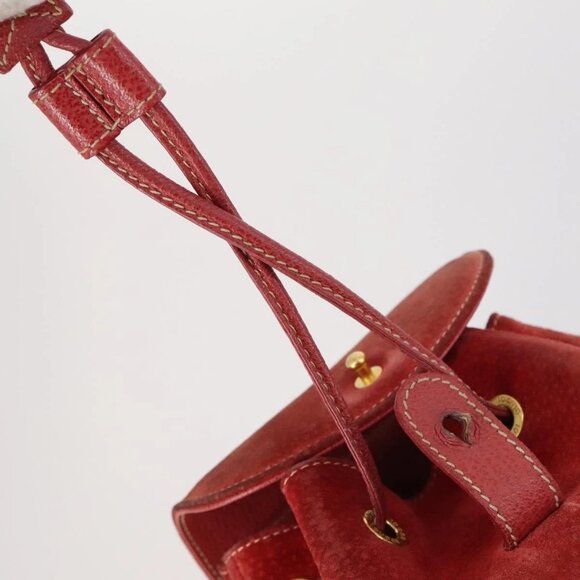 GUCCI Bamboo Backpack Suede Red Gold Auth - Picture 13 of 16